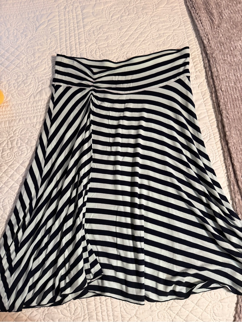 Navy and light blue Striped A-Line Women's Skirt medium